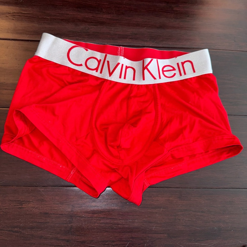 Red Calvin Klein Steel Low Rise Trunks